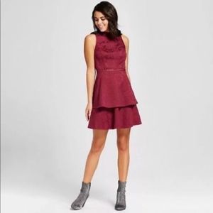 Xhilaration Burgundy Ruffle Dress Size Small